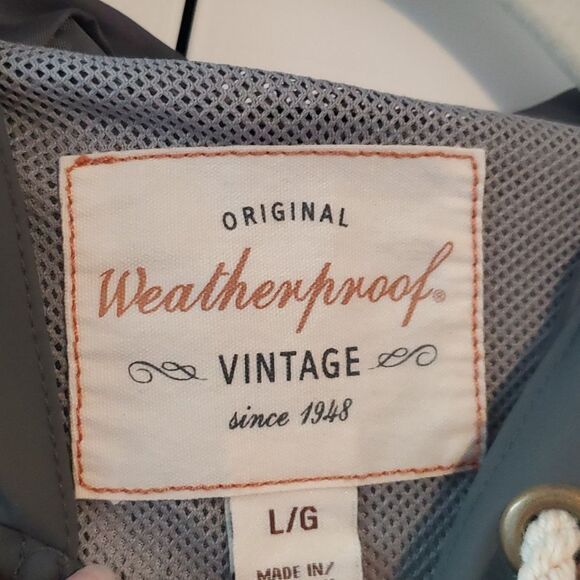 WEATHERPROOF VINTAGE GRAY RAINCOAT SIZE LARGE WATERPROOF RAIN REPELLENT - Picture 2 of 8